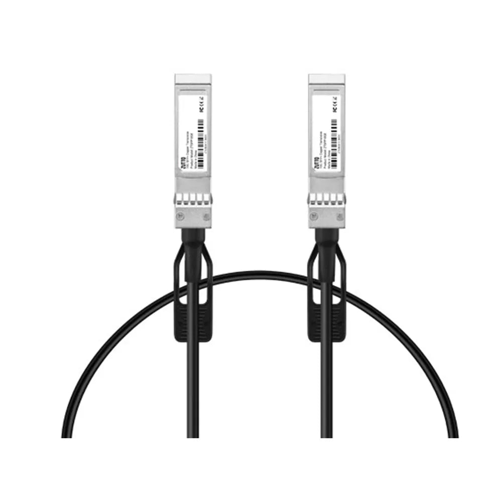 SFP+ Direct Attach Copper (DAC) cable, dual SFP+ connectors, supports 10Gbps Ethernet, low power consumption and low latency, ideal for data centers, high-speed networking, and storage systems.