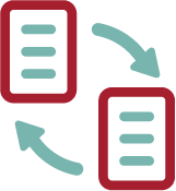An icon displaying two servers connected by bidirectional arrows, representing extended network coverage and enhanced data transmission performance.