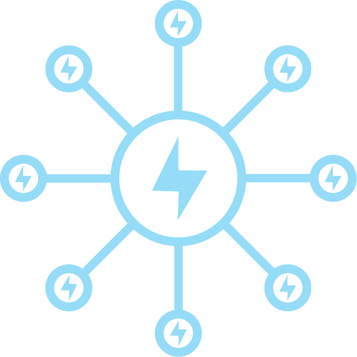 Grid network icon symbolizing energy storage balancing supply and demand for enhanced grid stability