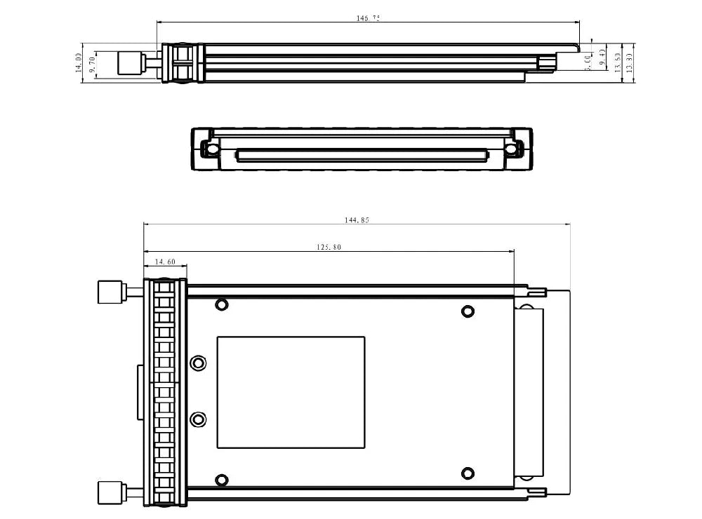 ZT100CP technical engineering drawing showcasing detailed product dimensions, structural design, and mounting hole positions, ideal for precision component design and manufacturing.
