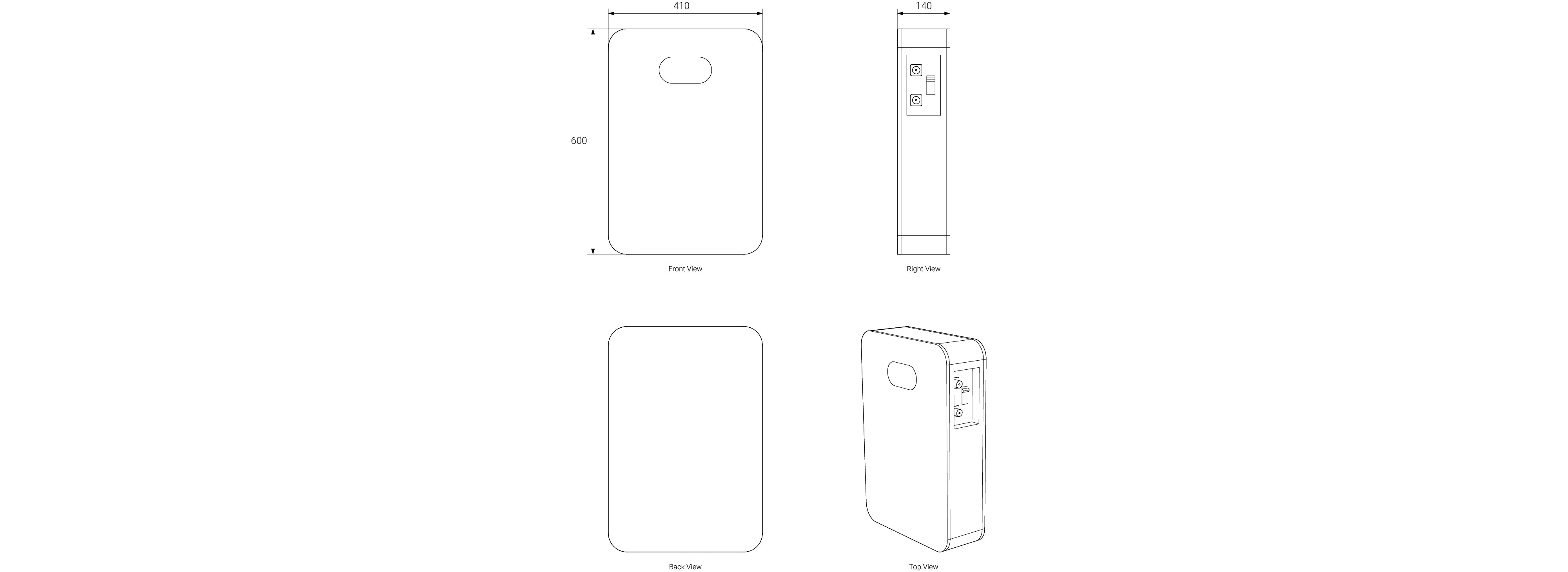 Technical drawing of the Zutto LifeGrid01 energy storage system, including front view, side view, and structural details, showing dimensions and interface layout.