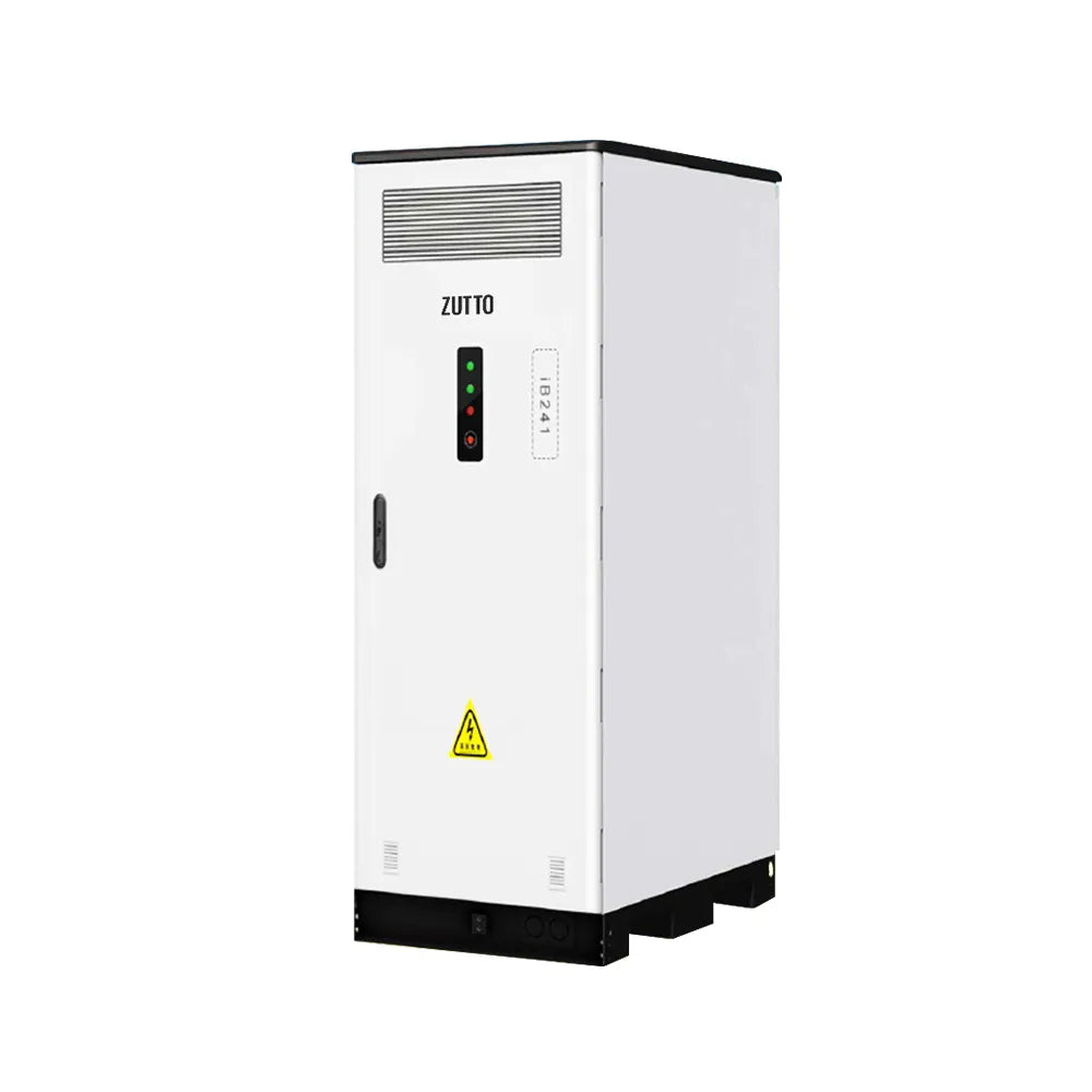 Zutto PowerVault10 industrial and commercial energy storage system, an IP65-rated high-performance liquid-cooled battery cabinet featuring LiFePO4 technology, supporting 215kWh to 261kWh capacity with PCS output up to 125kW, ideal for solar PV storage applications in Singapore, enhancing energy efficiency and safety.