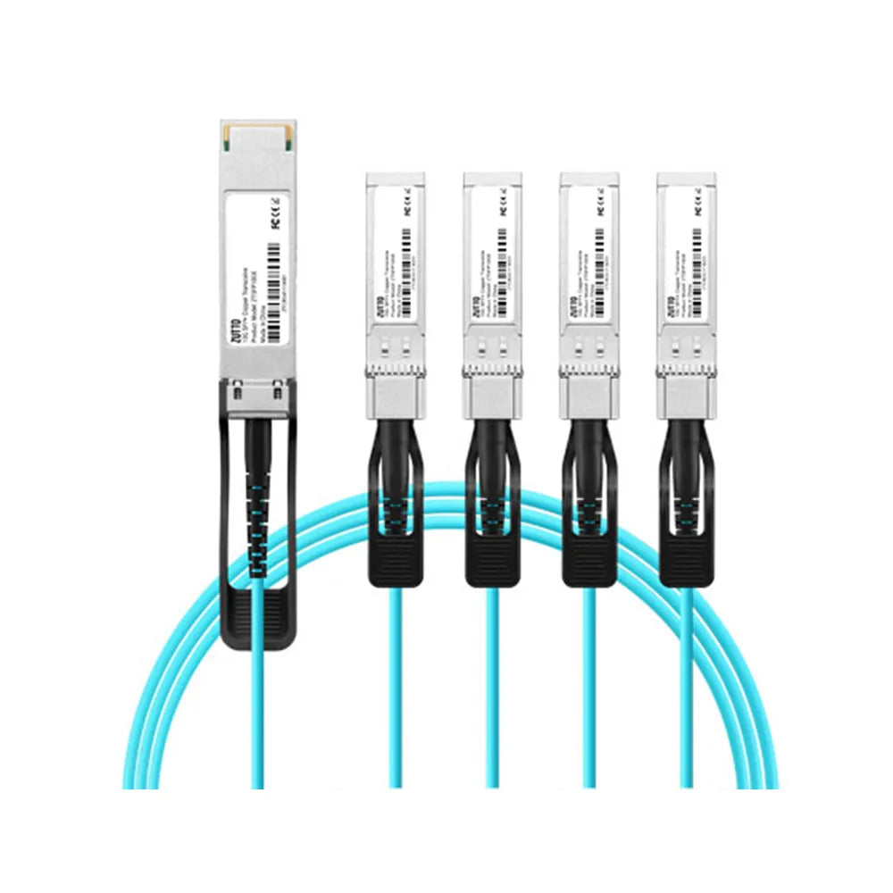 SFP+ Active Optical Cable (AOC), orange fiber optic cable with dual SFP+ connectors, supports 10Gbps high-speed data transmission, ideal for data centers, high-performance computing, and storage networking.