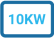 An icon showing "10KW," indicating high power capacity and flexible usage for various applications.