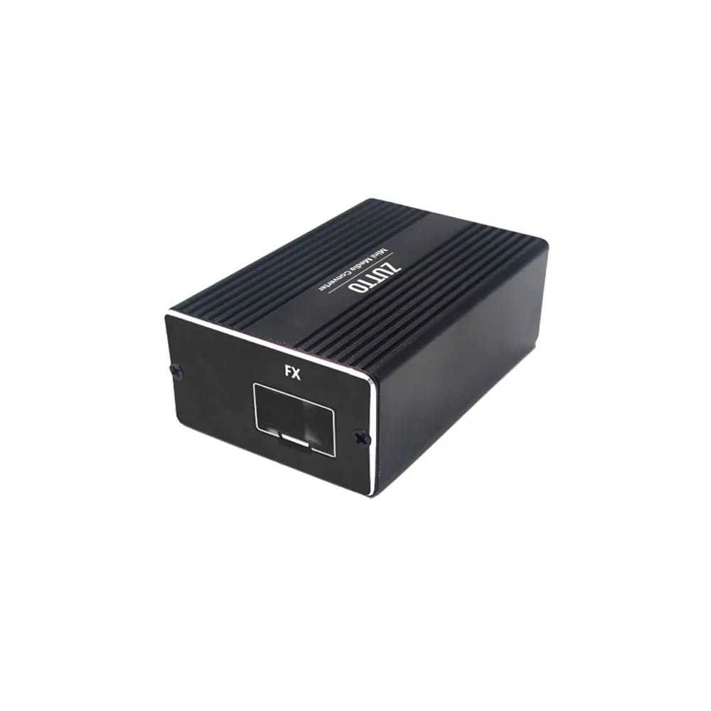 ZT1GE-1F1E003 Mini Gigabit Media Converter with Realtek carrier-grade chipset, featuring SFP port for fiber input, RJ45 Ethernet output, and DC 5-12V power input, ideal for security surveillance, wireless coverage, and smart city applications