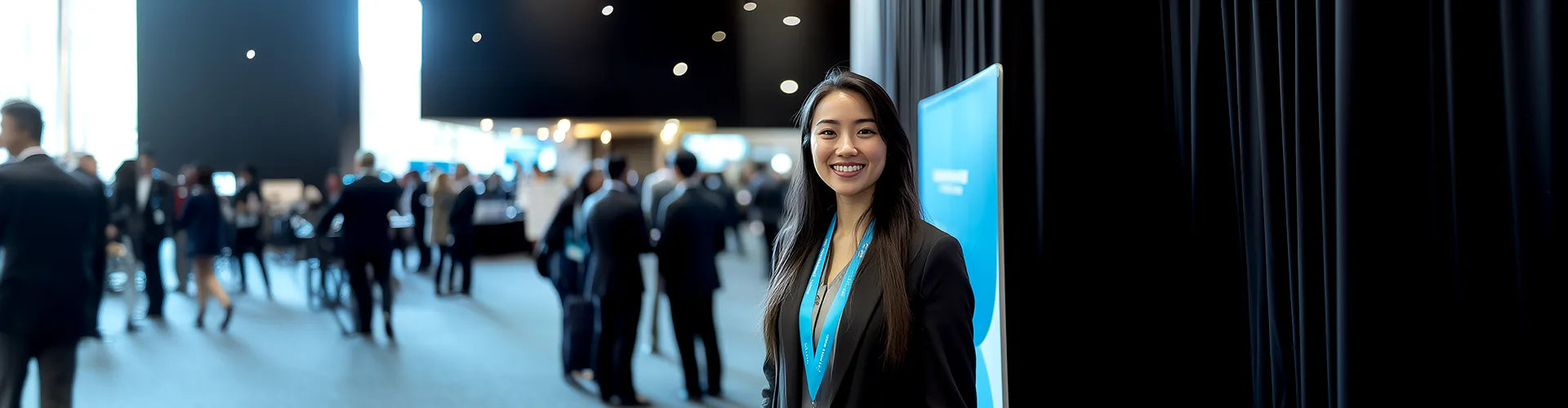 A ZUTTO representative at a corporate event, empowering a sustainable and connected future. The image showcases a smiling professional with a conference badge, highlighting ZUTTO’s commitment to innovation and sustainability.