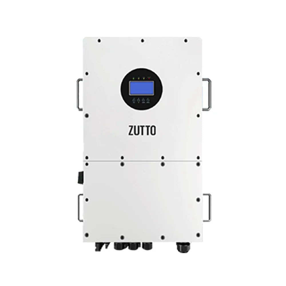 Zutto InverCore05 high-performance three-phase hybrid inverter, supporting 20kW, 30kW, and 50kW power outputs for residential, commercial, and industrial solar energy systems. Compatible with 1000VDC high-voltage lithium batteries, featuring MPPT (Maximum Power Point Tracking) technology for optimal solar power conversion efficiency. The IP65-rated enclosure ensures weather resistance for outdoor use, while the integrated UPS function provides a reliable backup power solution.