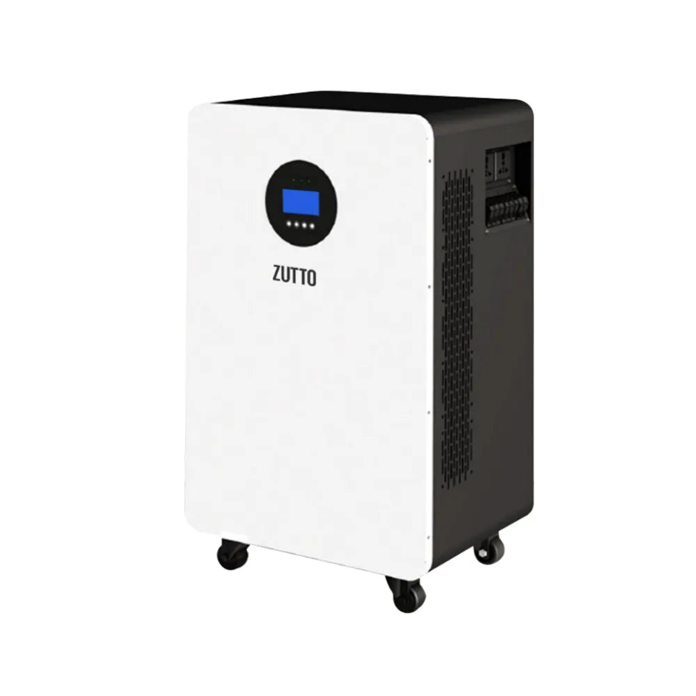 Close-up of Zutto LifeGrid07 energy storage system, showcasing its modern design with an integrated lithium battery, inverter, and UPS. Ideal for residential and commercial use in Singapore, offering smart energy solutions with scalable capacity and seamless power backup.