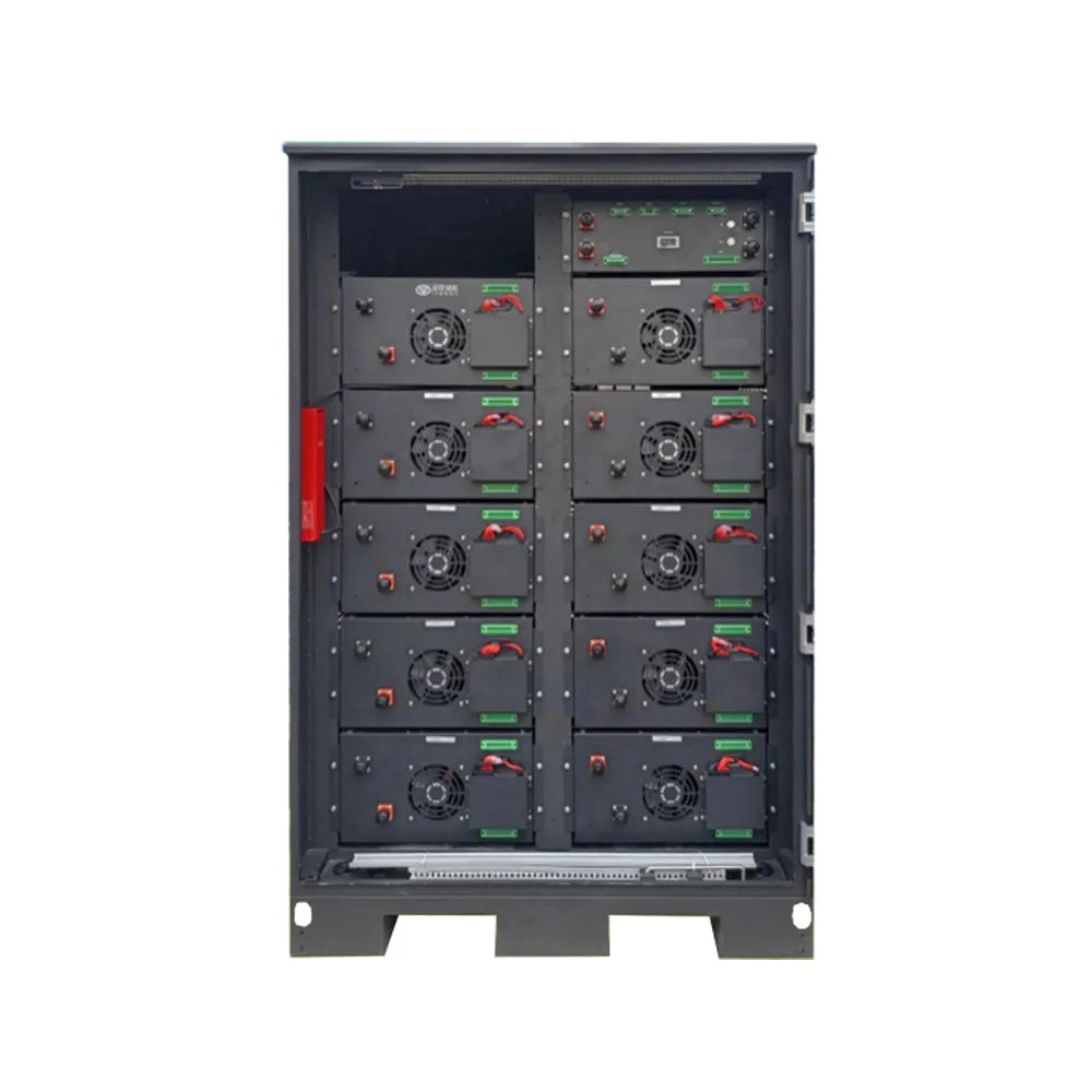 Front view of the Zutto PowerVault01 (ZTESS004), a high-voltage industrial-grade modular energy storage system. Designed for large-scale applications, it offers a scalable battery capacity from 143kWh to 215kWh with a voltage range of 512V to 768V. Featuring a compact and stackable design, integrated BMS, and 15-layer protection, it ensures reliability, safety, and efficiency for energy storage in industrial and commercial sectors in Singapore.