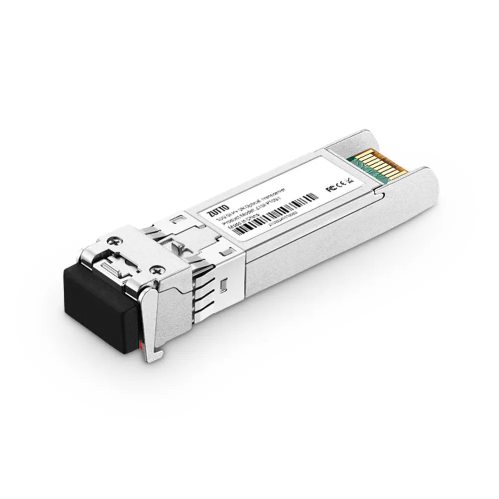 Zutto 10G SFP+ optical module supporting 10G high-speed fiber transmission, compatible with both multi-mode and single-mode fiber networks, widely used in Singapore's data centers, high-speed communication networks, and fiber interconnect applications, ensuring reliable signal transmission and low latency performance.